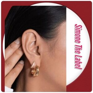 NWT Simone The Label Gold Hoop Earring  18 karat plated Gold